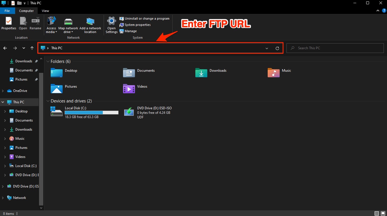 How to Send Files from Android to Windows 11 Wirelessly? 9 complete Server URL on the address bar of the file explorer