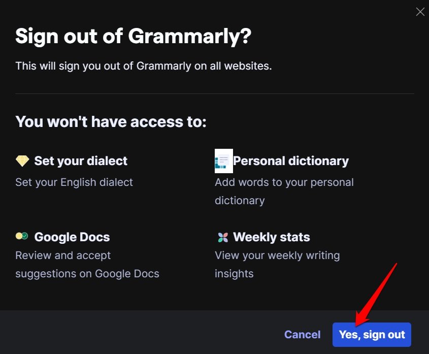 How to Fix Grammarly is Not Working in Google Docs 5 confirm grammarly signout