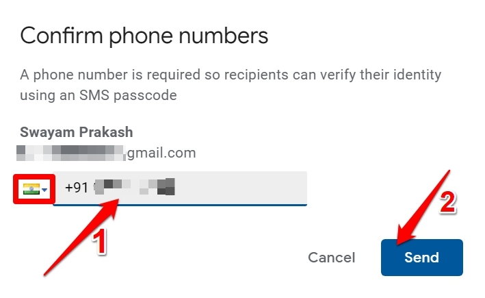 How to Send Confidential Email in Gmail? 5 confirm phone number of recipient