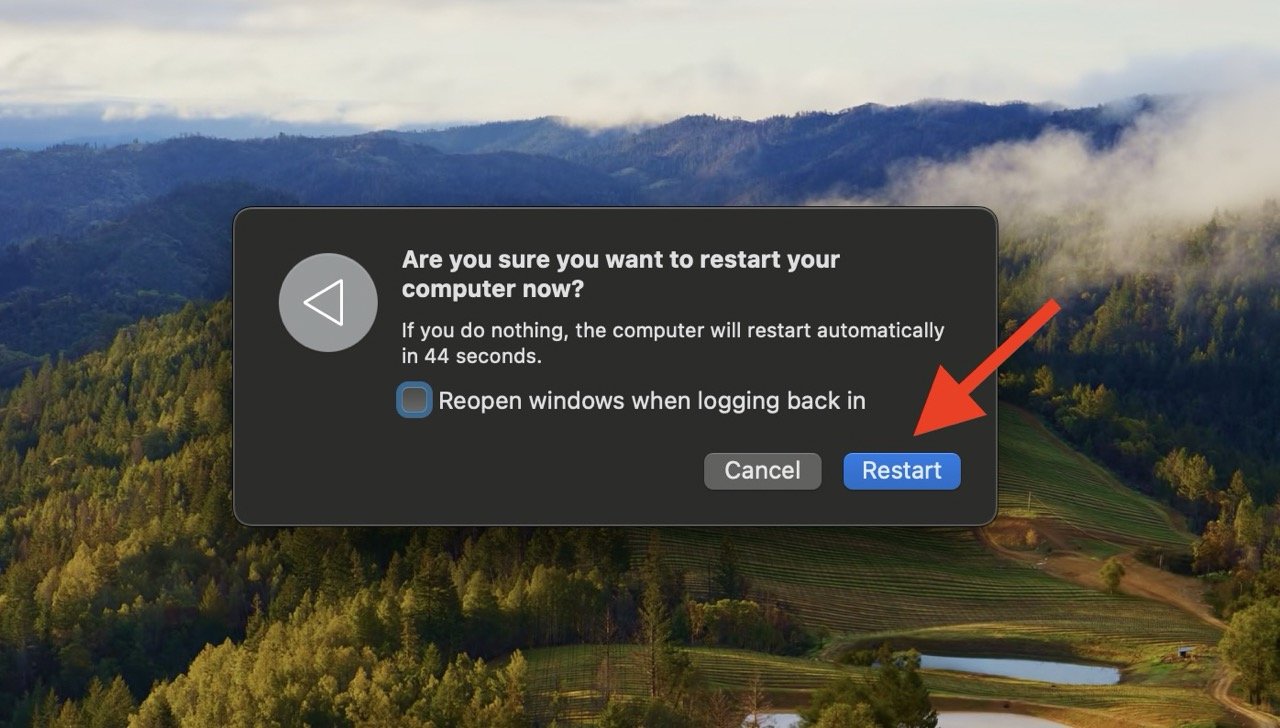 What to do if Touch ID isn't working on your Mac? 4 Confirm Restart