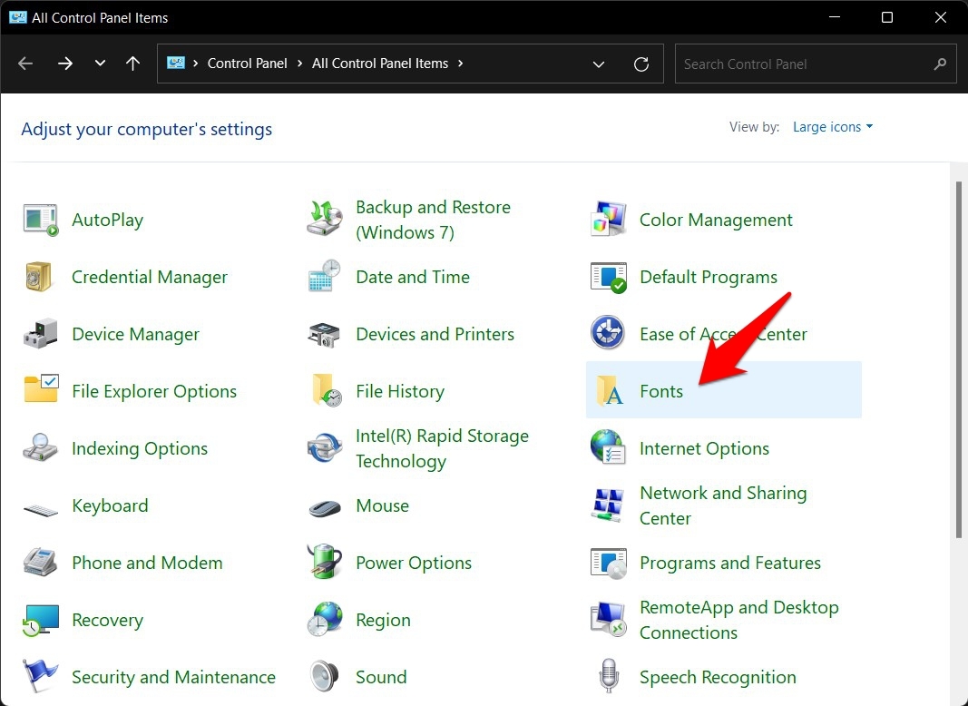 How to Install Custom Fonts in Windows 11? 11 control panel fonts menu