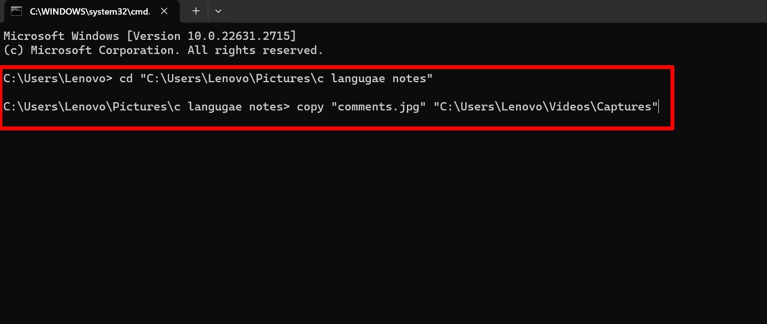 How to Open Files and Folders in CMD on Windows 9 copy a file using Command prompt