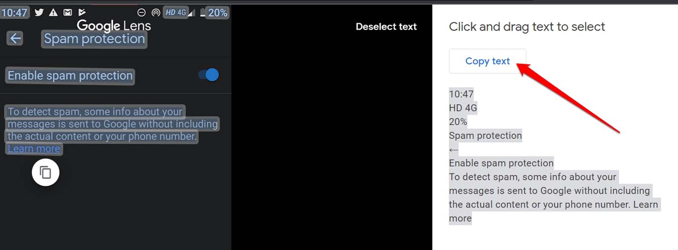copy text from image
