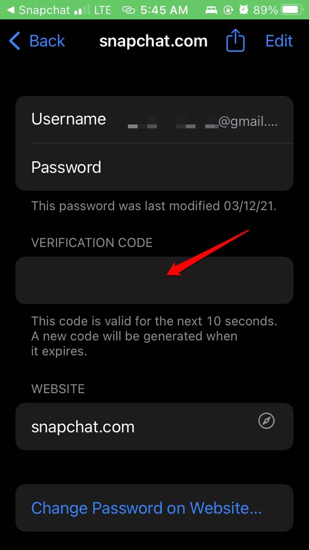 How to Enable Two-Factor Authentication on Snapchat? 16 copy the verification code