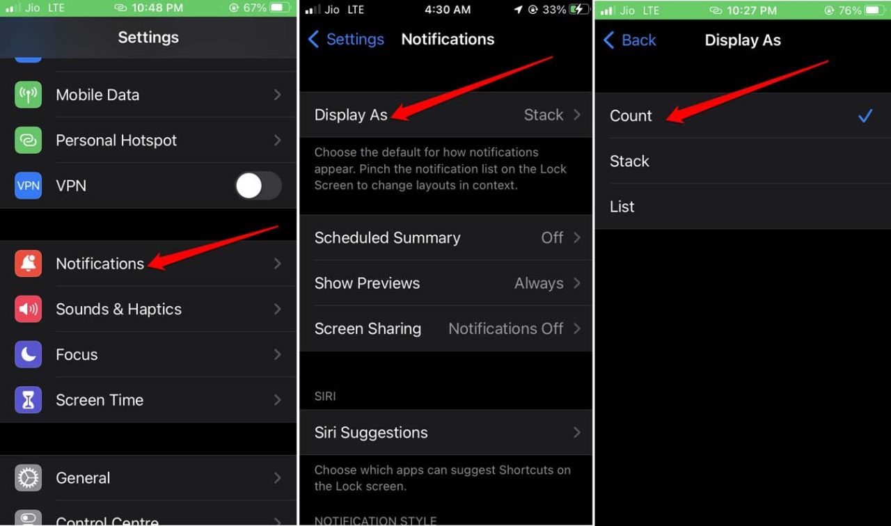count styled notification on iPhone lockscreen