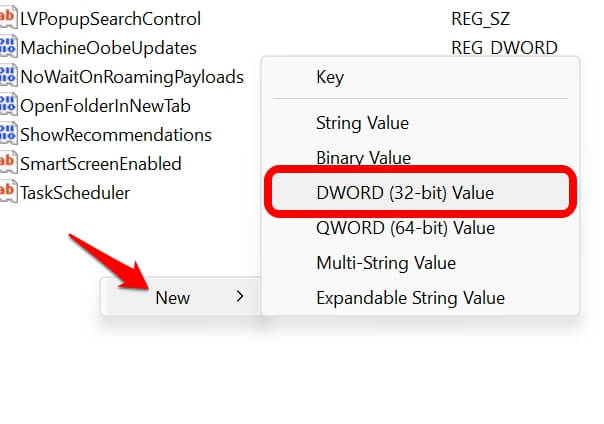 I was using Windows 11 wrong and these 10 default settings were the problem 8 create DWORD value in explorer registry settings