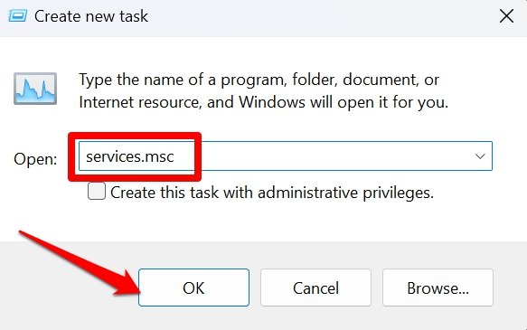 How to Fix Unable to Type in Search Bar for Windows 11 6 create new task open services app