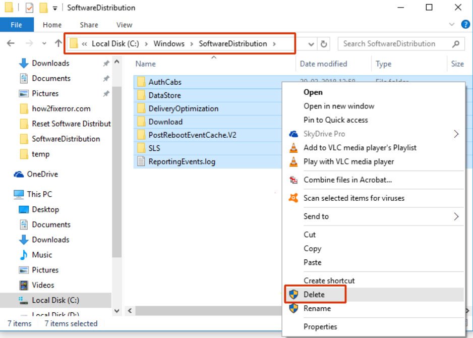 0xFFFFFFFF: Top 6 Ways to Fix Windows Error 7 Delete the Software Distribution Folder