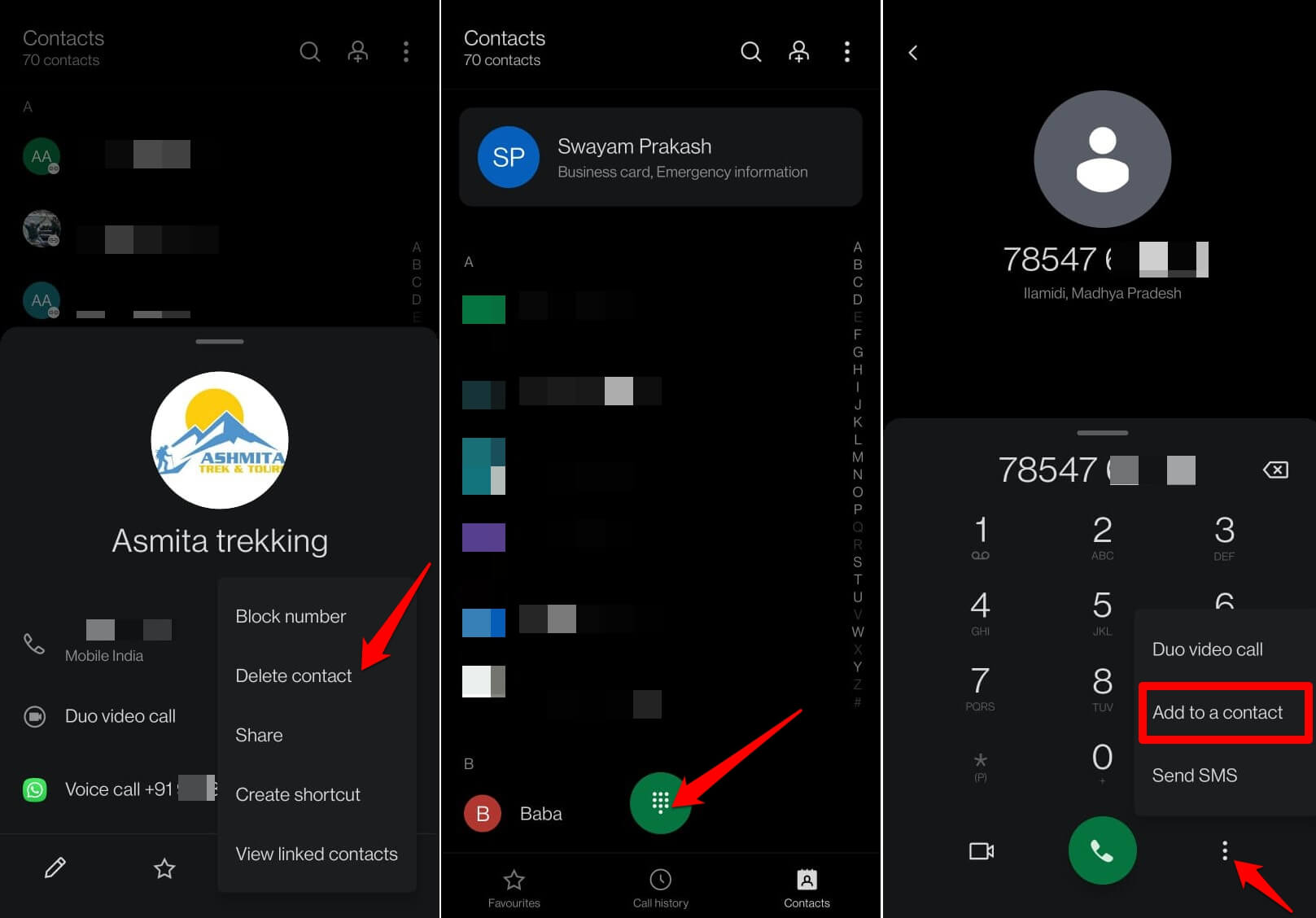 delete a contact on Android and save again