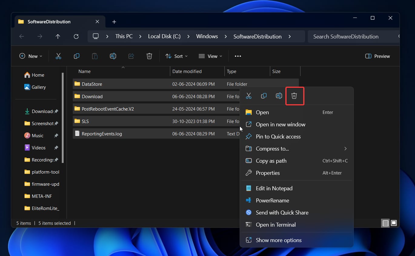 How to Clear Update Cache on Windows 11 5 delete all the Software Distribution contents