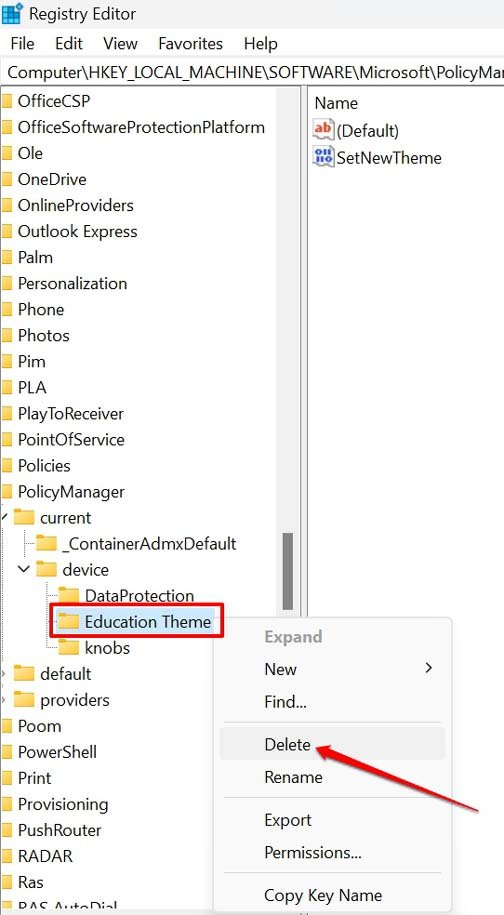 How to Enable Windows 11 Education Themes? 12 delete education themes from Windows registry