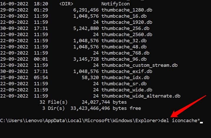 delete icon cache