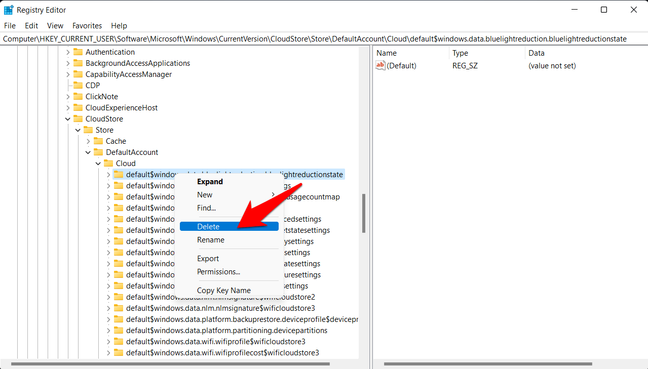 How to Fix Night Light Not Working in Windows 11? 13 delete night light registry editor value in windows 11