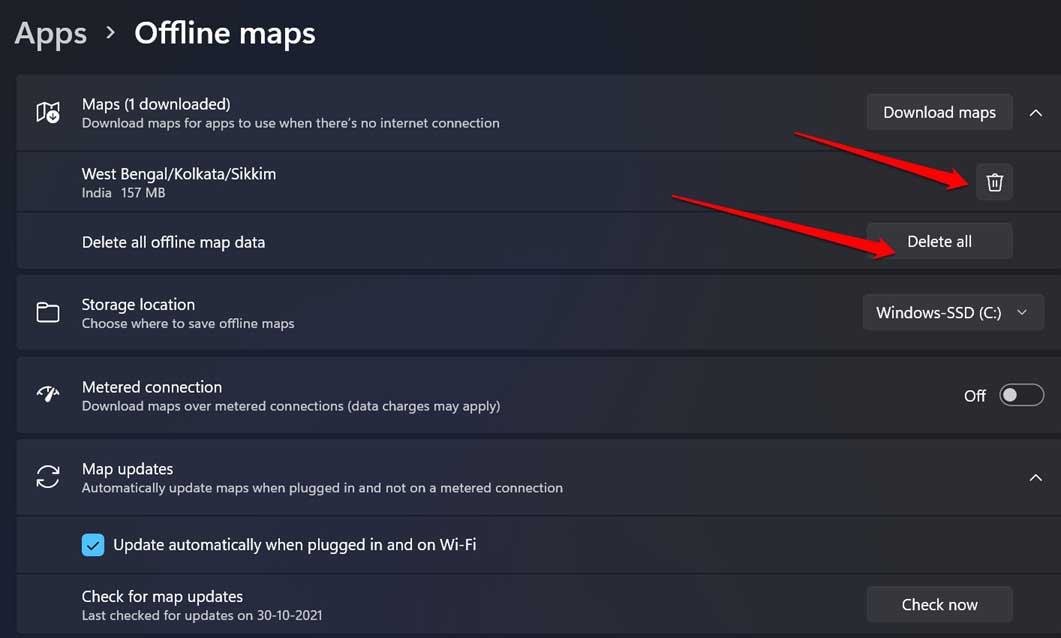 How to Use Offline Maps on Windows 11? 14 delete-offline maps in Windows 11
