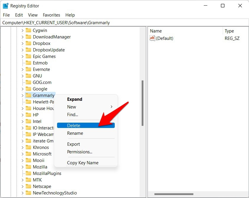delete registry files in windows 11