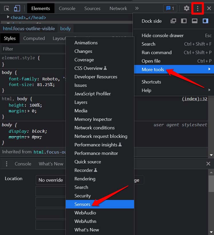 How to Disable or Enable Location Services in Google Chrome? 9 developer tools sensors