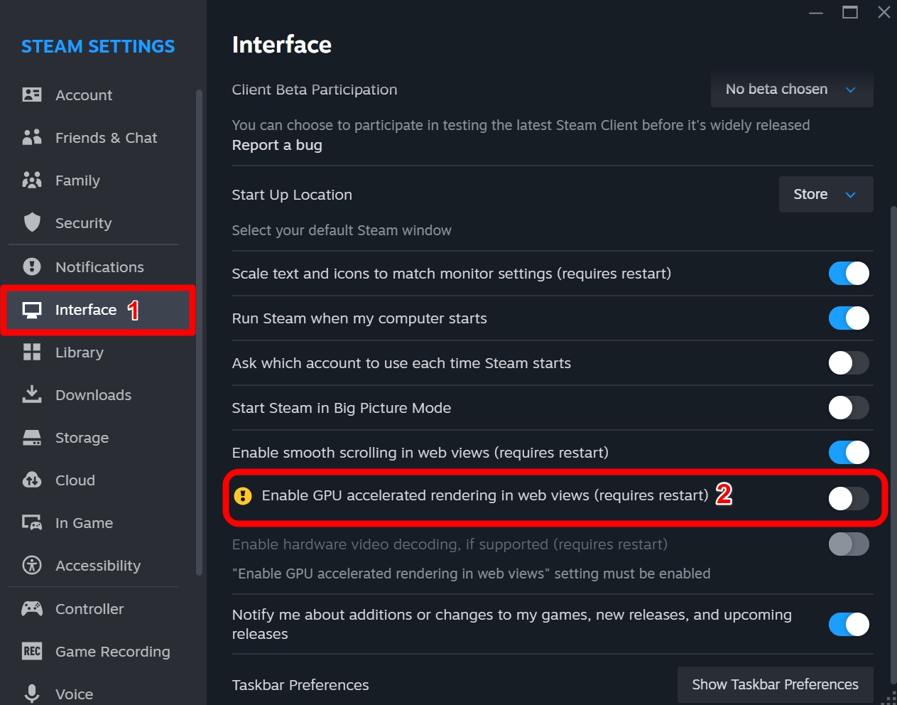 How I prevented Steam WebHelper from using too much Memory 3 disable GPU accelerated rendering in Steam