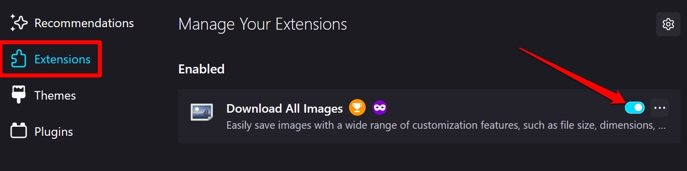 disable and enable addons