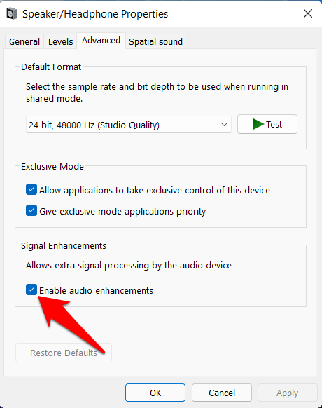 5+ Ways to Fix the Audio Issues in Windows 11 8 disable audio enhancement windows 11