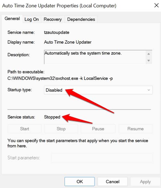 How to Fix Windows 11 Time Not Updating? 18 disable auto time zone updater