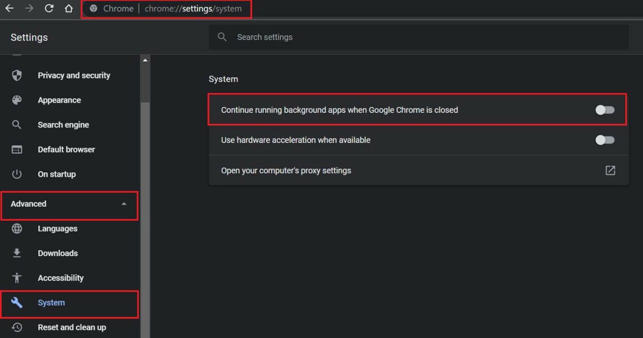 disable background apps in Chrome