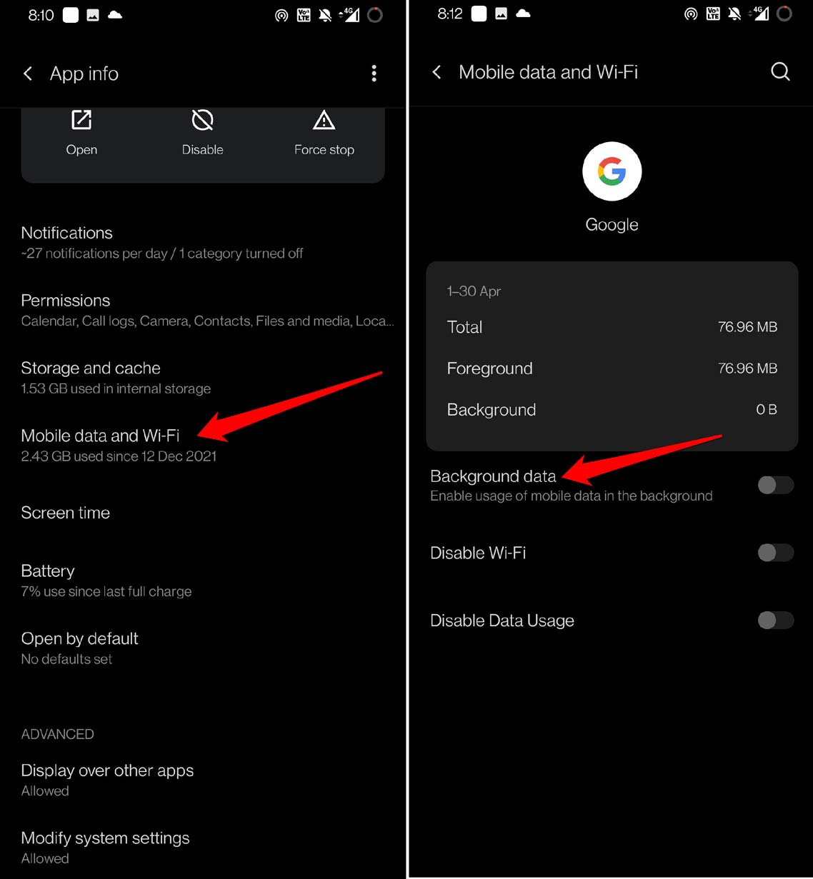 How to Fix Google App Battery Drain on Android Devices? 3 disable background data