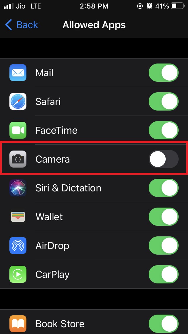 How to Disable Camera on iPhone Lock Screen? 5 disable camera under allowed apps