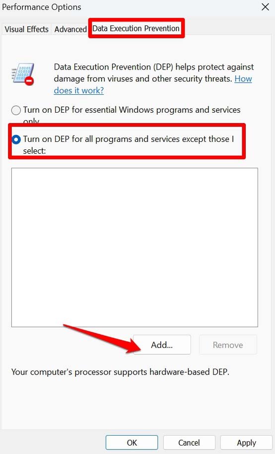 How to Fix Exception Access Violation Error on Windows 11? 16 disable data execution prevention