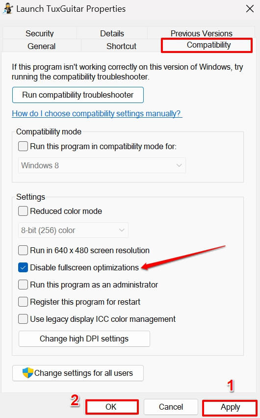 How to Fix 'Bad Module Info Has Stopped Working' Error on Windows 11? 7 disable full screen optimization on Windows app