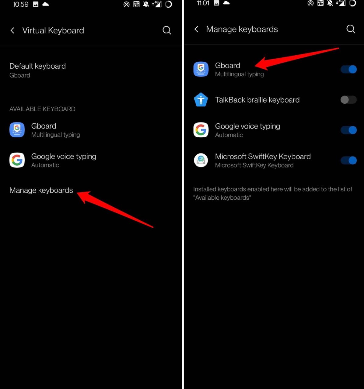 disable keyboard apps other than Gboard