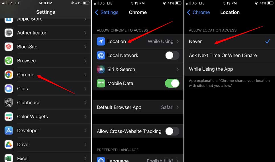 How to Disable or Enable Location Services in Google Chrome? 11 disable location access for a website on Chrome iOS