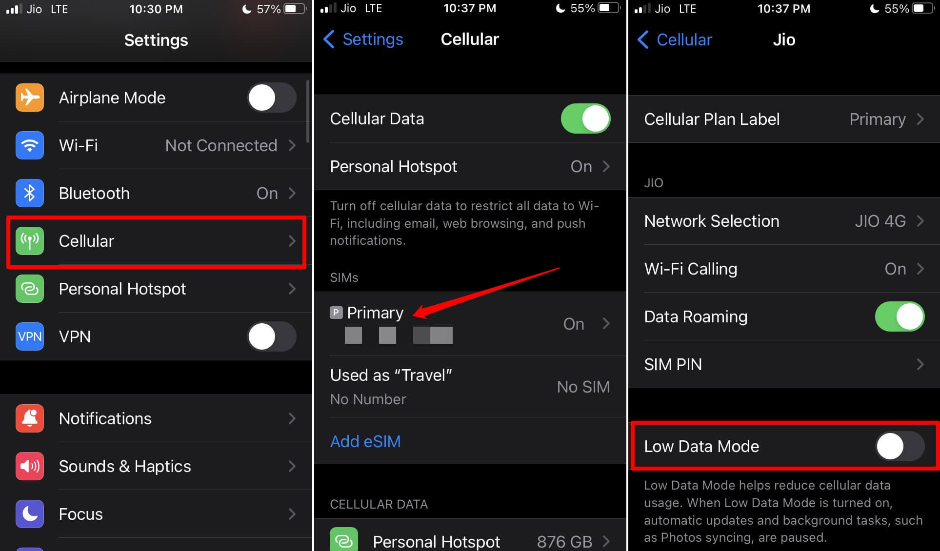 disable low data mode