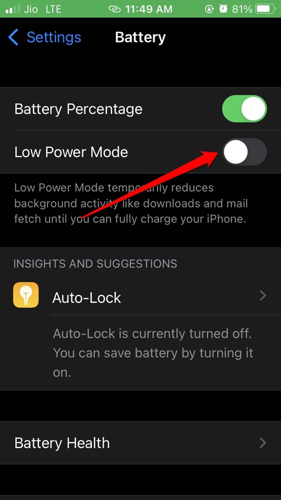 How to Fix GroupMe Not Working on iPhone? 8 disable low power mode iOS