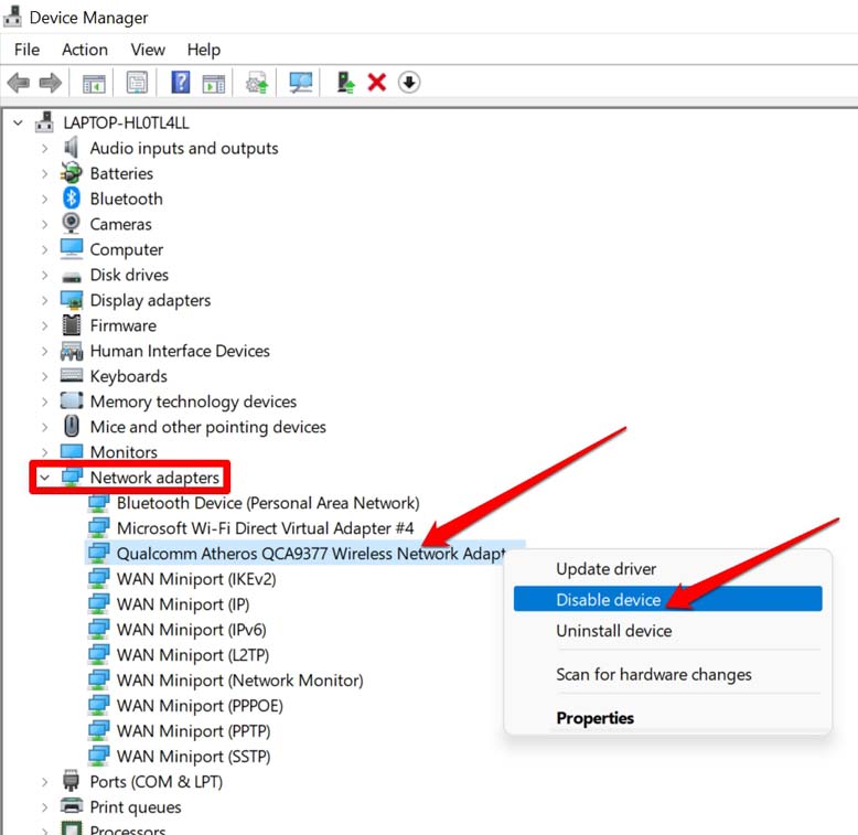 How to Fix Airplane Mode Grayed Out on Windows 11? 17 disable network adapter of Windows OS