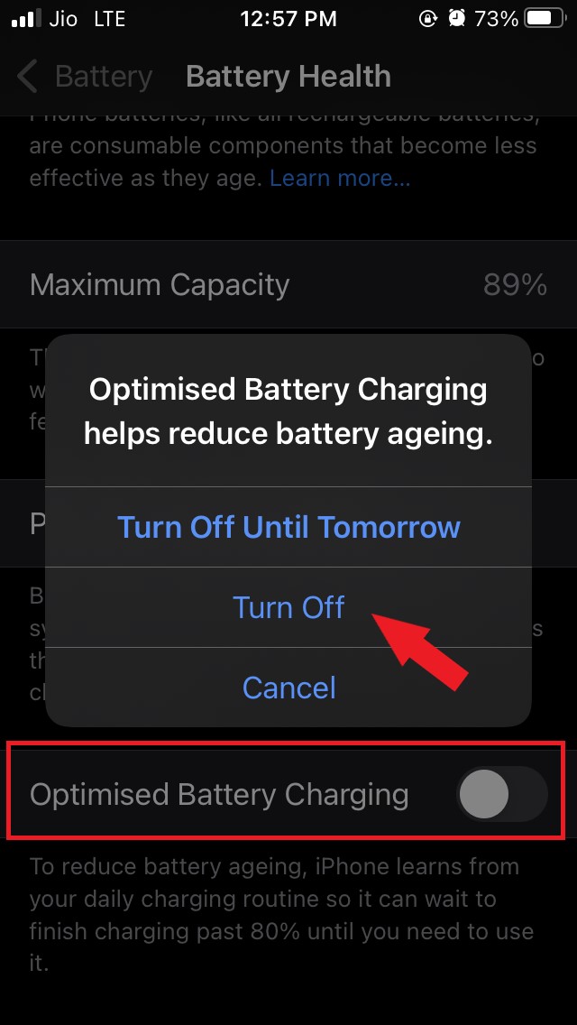 iPhone Battery Not Charging 100%: How To Fix 4 disable optimized battery charging on iOS