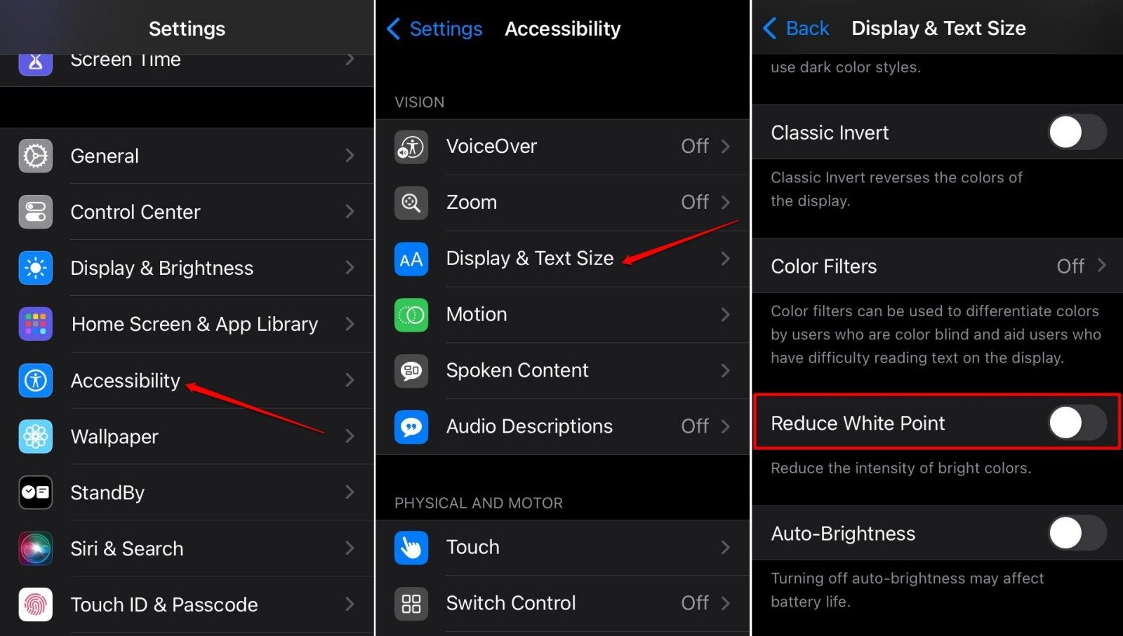 How to Fix iPhone Brightness Auto Changing 12 disable reduce white point feature in iOS 17