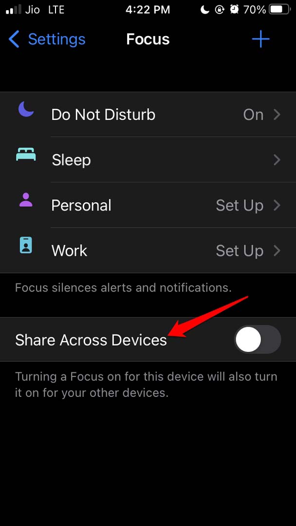 How to Fix Focus Mode Not Working on iOS 15? 16 disable share across devices focus mode iOS 15