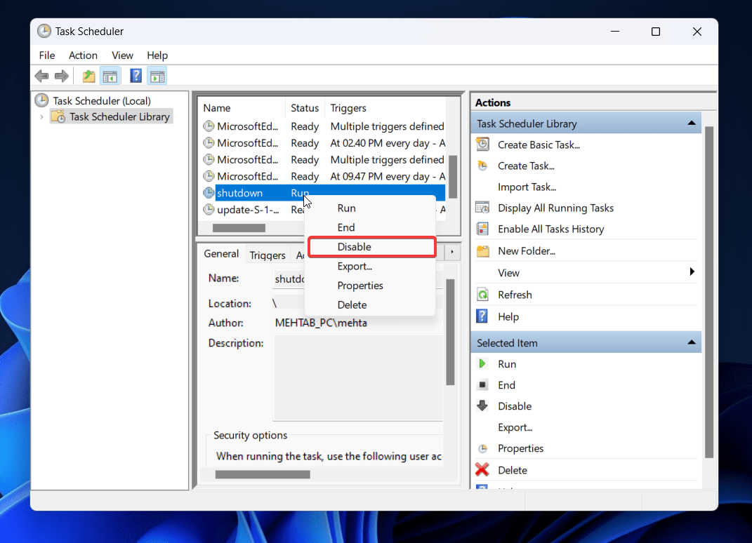 What to do if your PC Randomly Shutting Down 3 disable shutdown task
