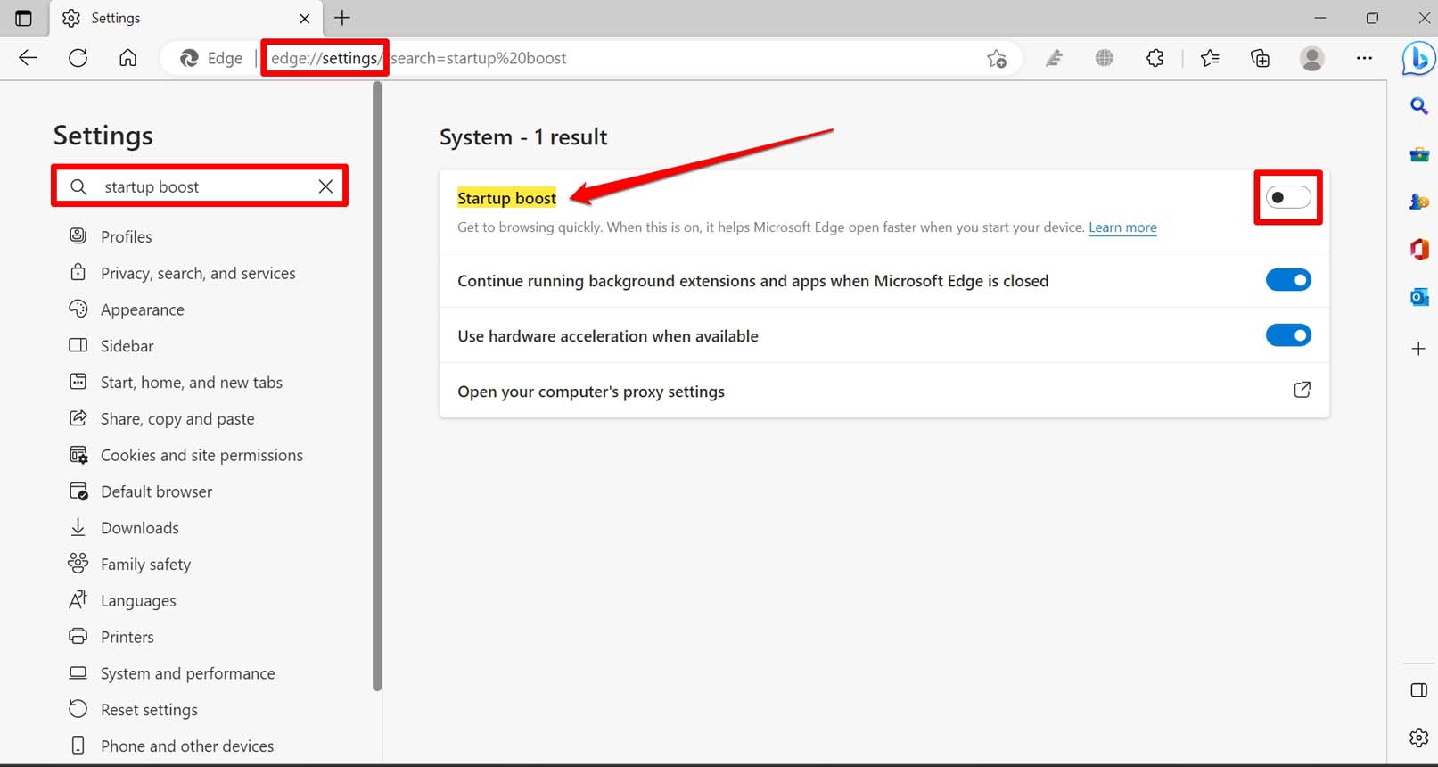 How to Remove Bing Chat Button From Microsoft Edge? 2 disable startup boost in Edge browser