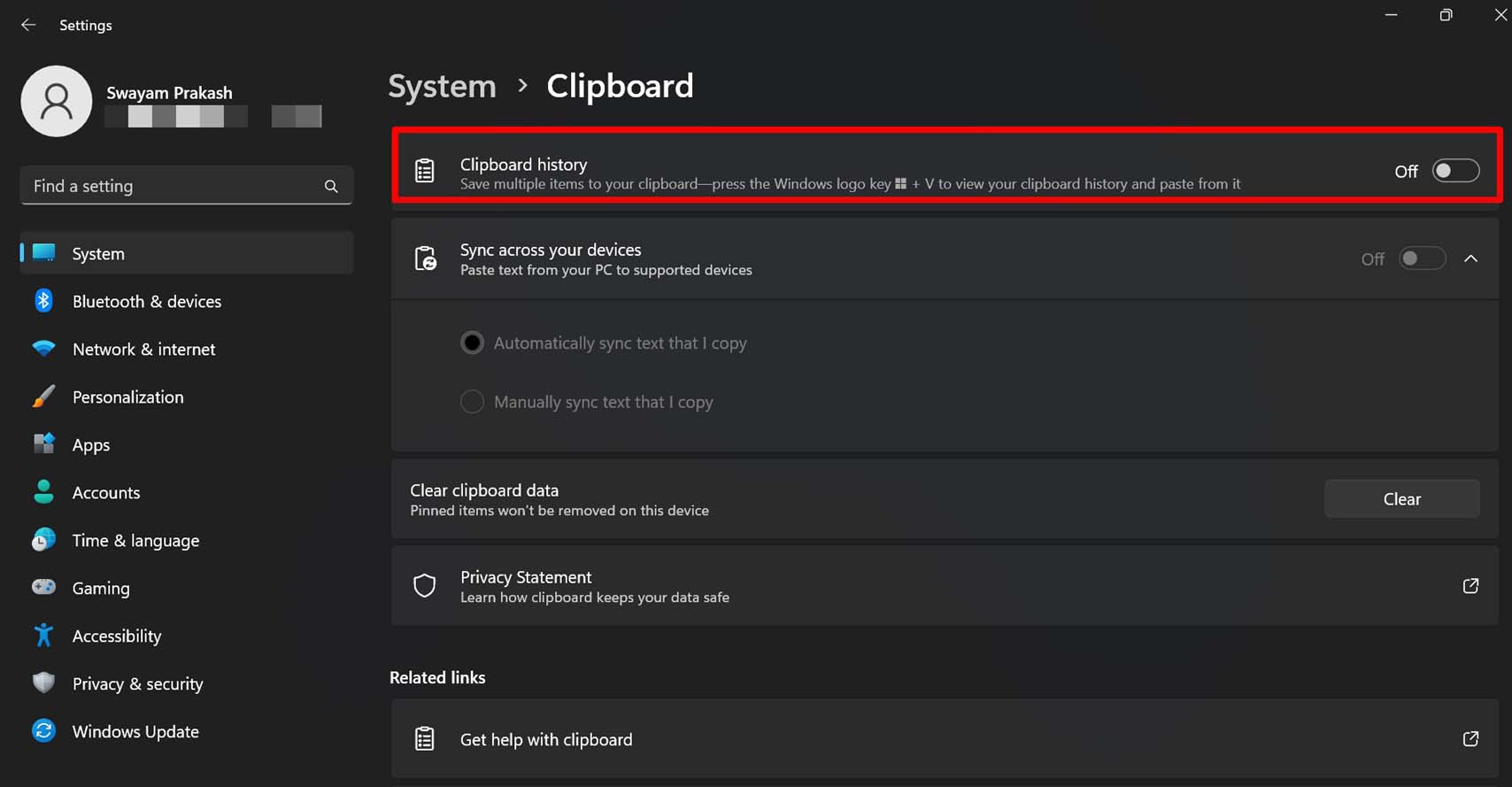 Top 6 Ways to Clear the Clipboard History in Windows 11 5 disable the clipboard history in Windows 11