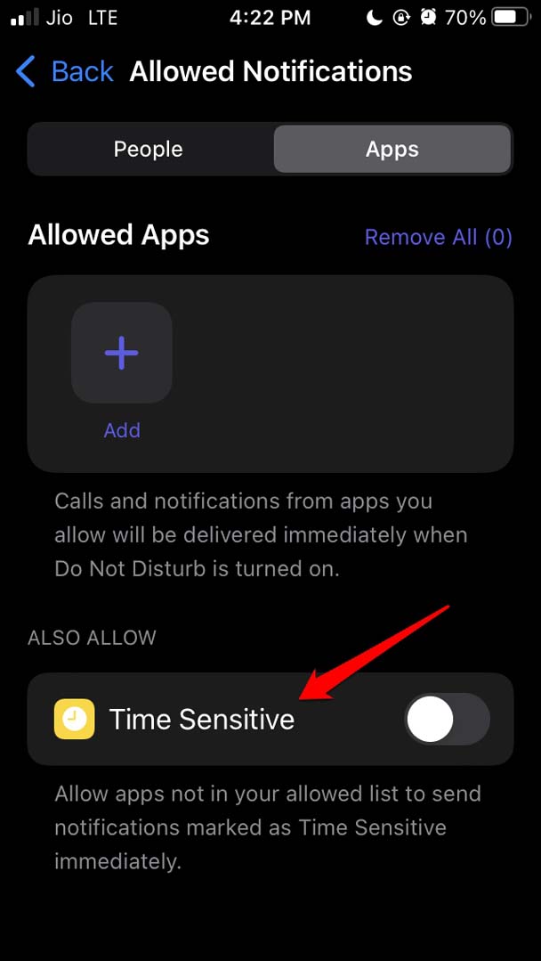 How to Fix Focus Mode Not Working on iOS 15? 14 disable time sensitive notifications
