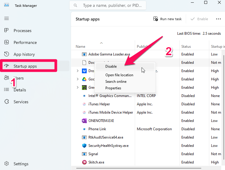 How to Fix Not Enough Memory Error in DirectX 12? 15 Disable Startup Programs