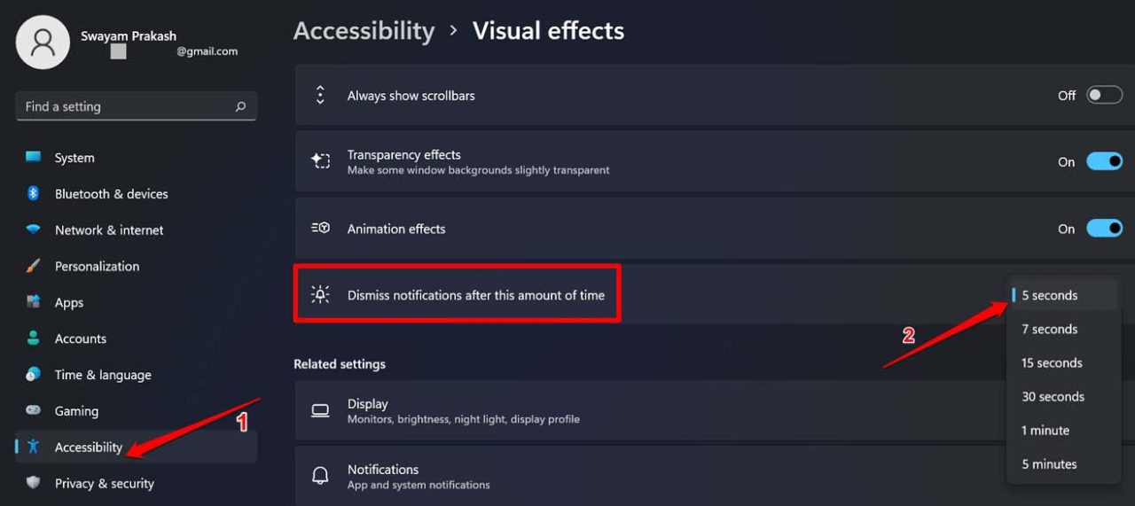 dismiss notifications Windows