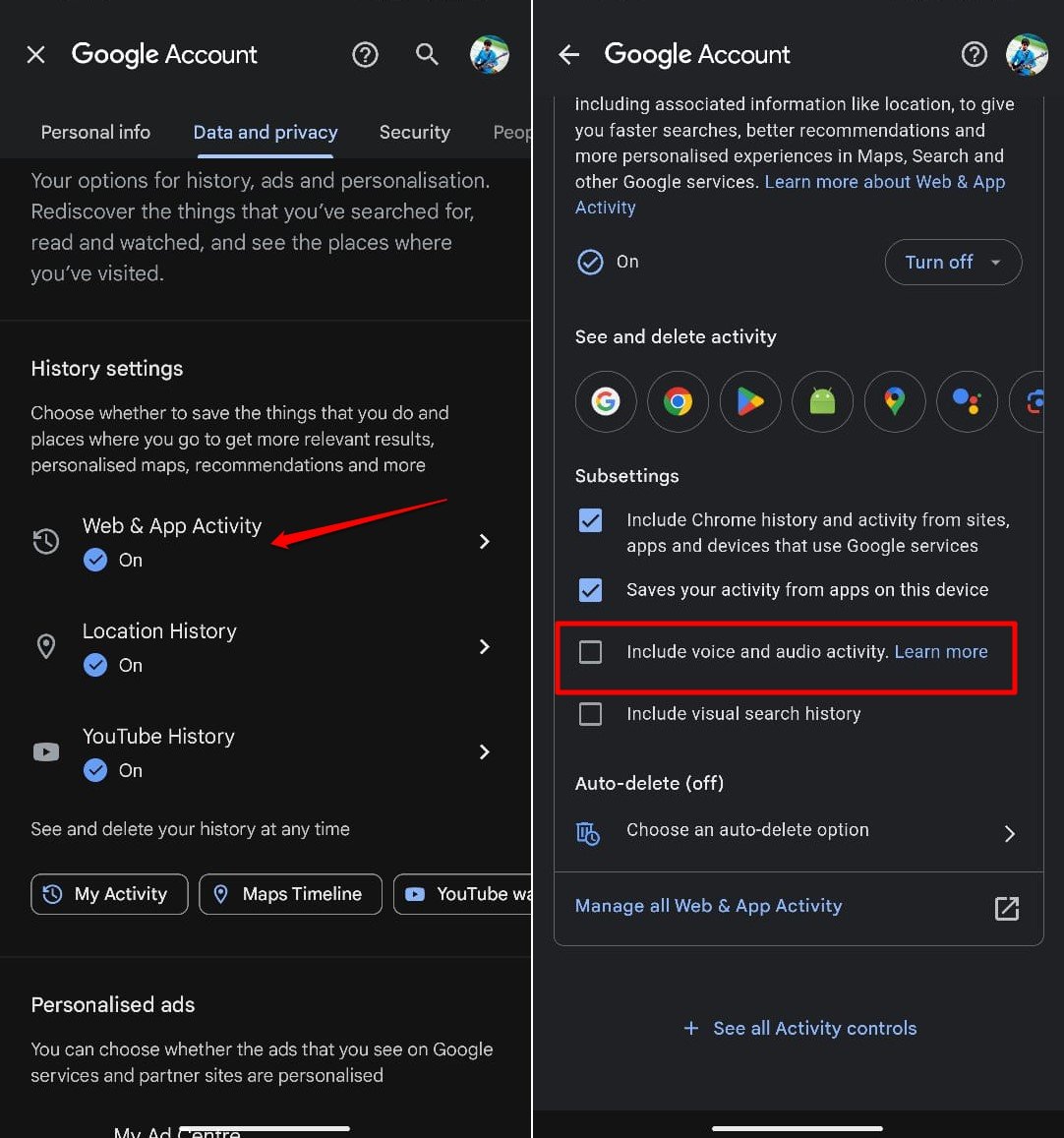 Can My Phone Hear Me? Yes! Why and How to Stop it 5 do not include voice activity on google app