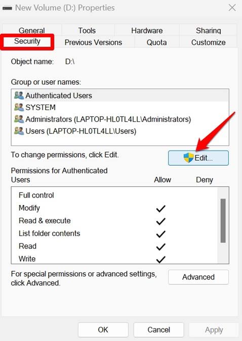 How to Fix 'Location is Not Available' Error in Windows 11? 13 edit permissions for drive