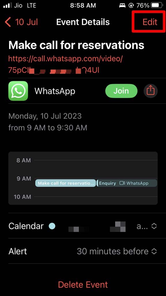 How to Schedule WhatsApp Calls on iPhone using Calendar App? 7 edit scheduled WhatsApp call iPhone