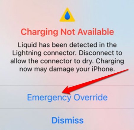 How to Fix Liquid Detected in Lightning Connector Error on iPhone 4 emergency override in iPhone