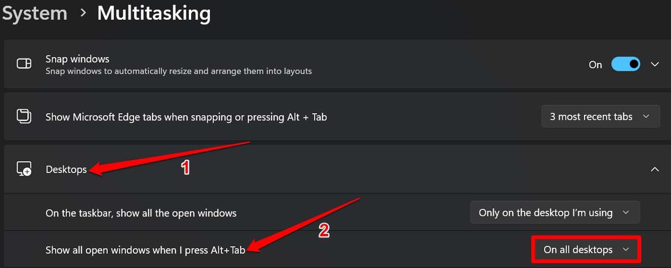 How to Fix Alt + Tab Shortcut Not Working on Windows 11? 15 enable Alt Tab hotkeys on all desktops