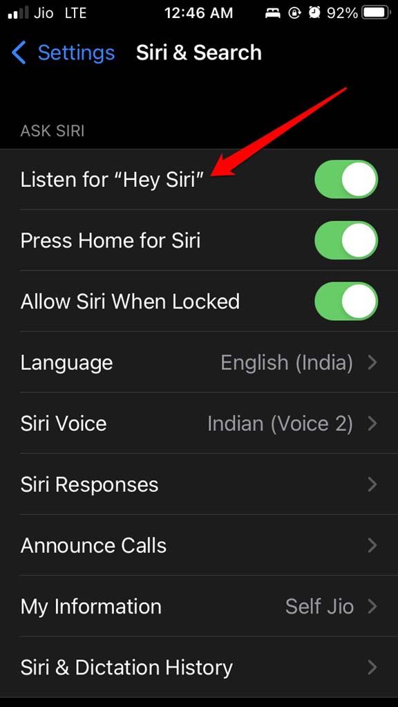 How to Fix Siri Not Playing Music from Apple Music? 7 enable Listen for Hey Siri