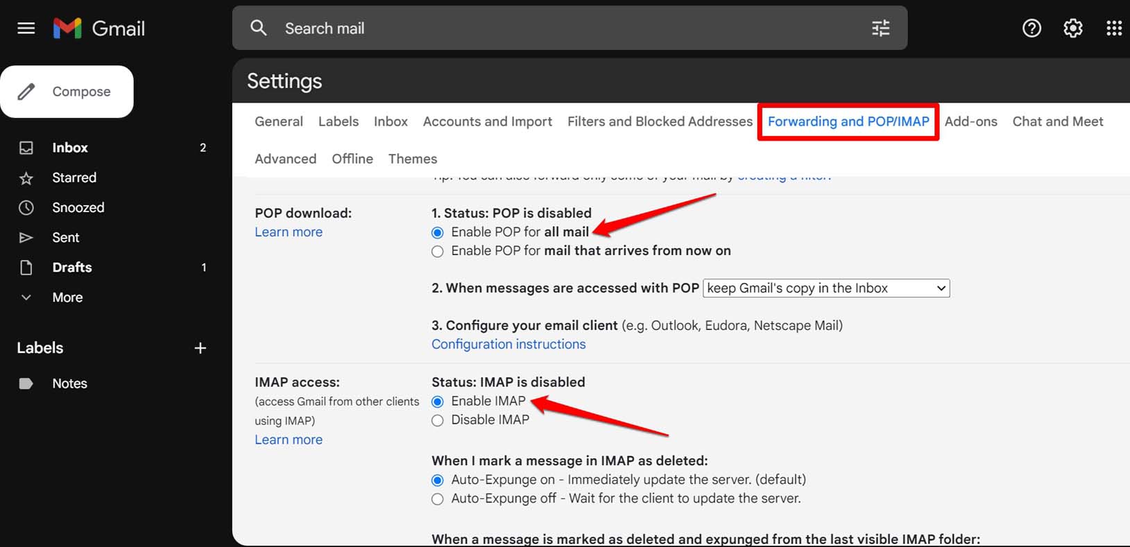 What to Do if You are Not Receiving Emails in Gmail? 12 enable POP and IMAP in Gmail settings
